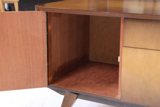 Image 1 of Flache Vintage Kommode 60er Jahre | Mid Century Lowboard Retro 70er Holz Schrank Aufbewahrung