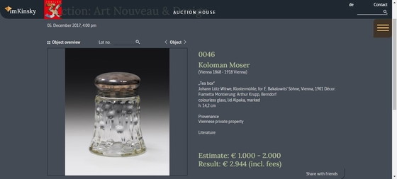 Image 1 of Koloman Moser 'Meteor' Teedose mit Glasdeckel für Krupp/Bakalowits 1900