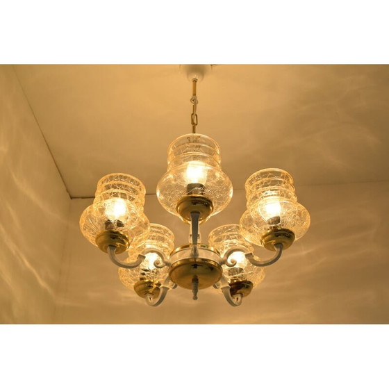 Image 1 of Vintage-Kronleuchter aus Glas und Metall, Tschechien 1970