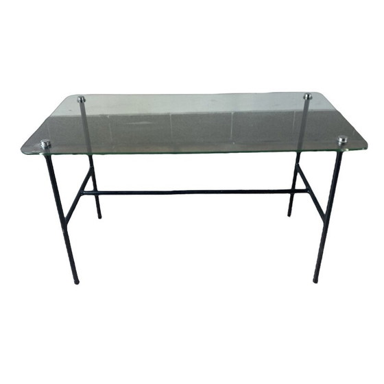 Image 1 of Französischer Couchtisch aus Glas und Stahl von Pierre Guariche für Disderot, 1950