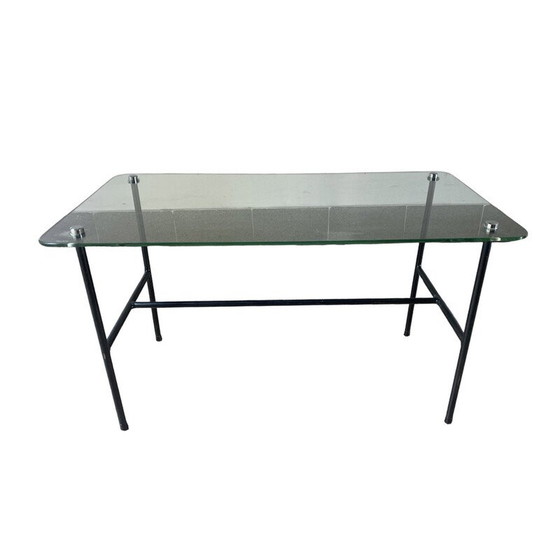 Image 1 of Französischer Couchtisch aus Glas und Stahl von Pierre Guariche für Disderot, 1950