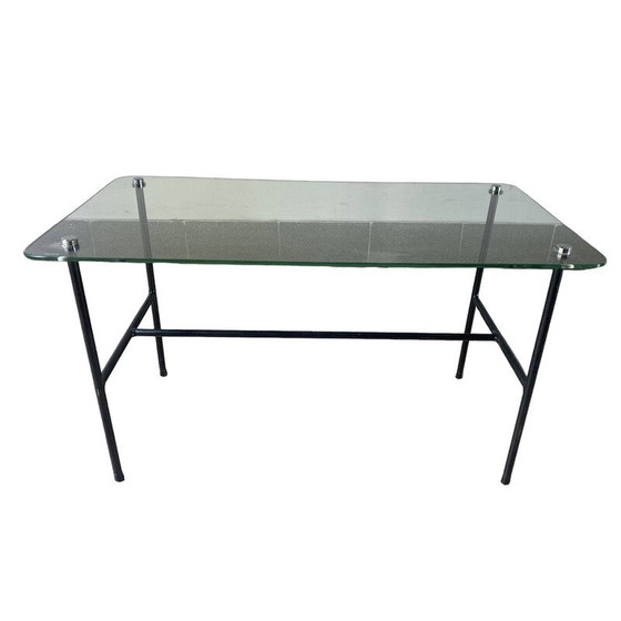 Image 1 of Französischer Couchtisch aus Glas und Stahl von Pierre Guariche für Disderot, 1950
