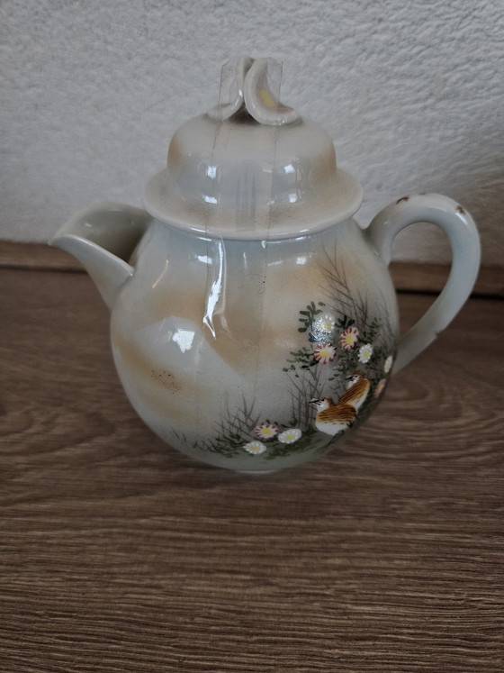 Image 1 of Kutani Vintage/Antike Japanisch markiert Eierschale Teekanne, Milchkännchen und Tasse/Schale 1940er