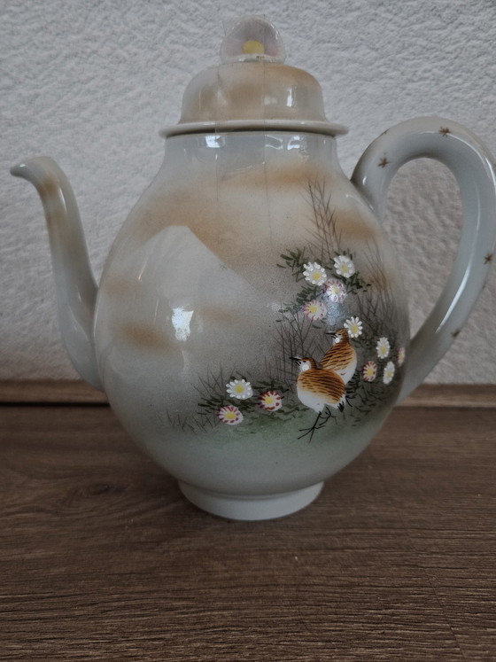 Image 1 of Kutani Vintage/Antike Japanisch markiert Eierschale Teekanne, Milchkännchen und Tasse/Schale 1940er