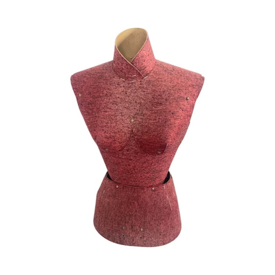 Image 1 of Antike - Frankreich - Ankleideform / Mannequin / Dressboy / Valet Stand - Größenverstellbar - Tischmodell - Burgunderrot