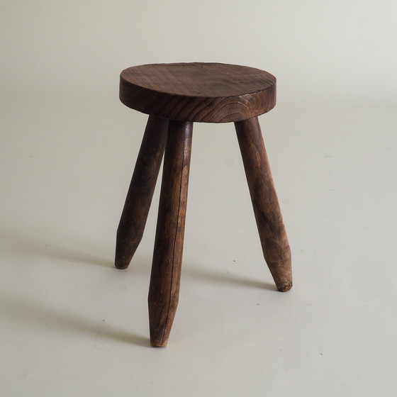 Image 1 of Französischer Brutalist Tripod Hocker