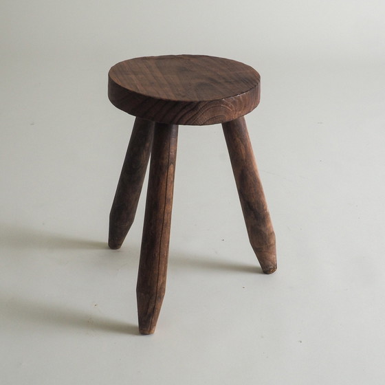 Image 1 of Französischer Brutalist Tripod Hocker