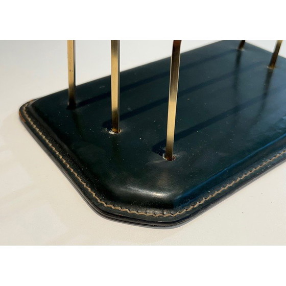 Image 1 of Vintage Keller gesteppt Leder Zeitschriftenständer, Frankreich 1950