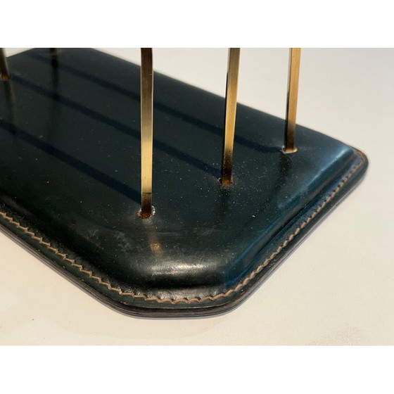 Image 1 of Vintage Keller gesteppt Leder Zeitschriftenständer, Frankreich 1950