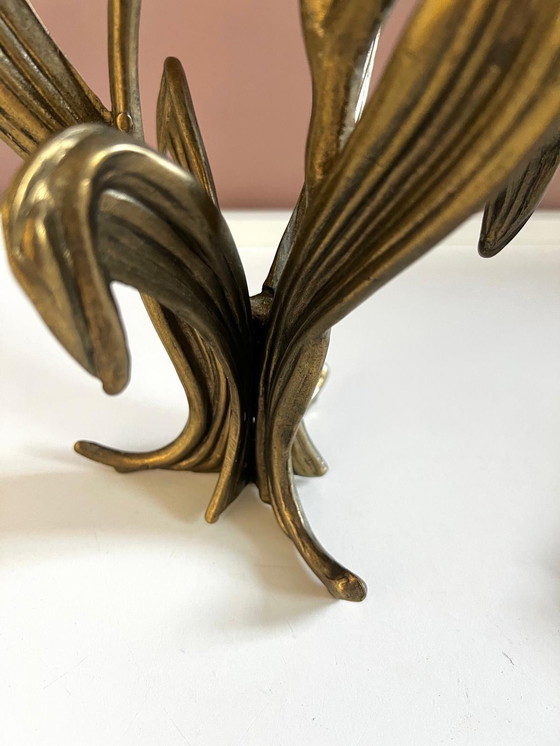 Image 1 of Art Nouveau Kerzenhalter In Bronze Iris Fleur De Lis