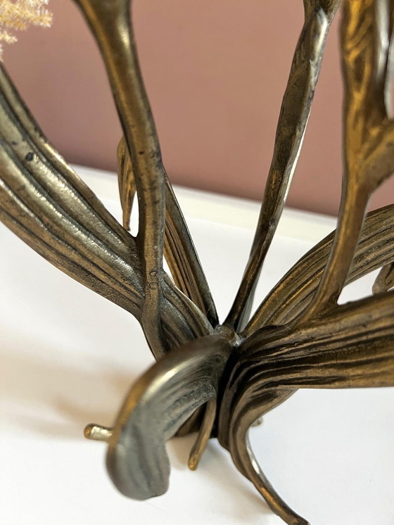 Image 1 of Art Nouveau Kerzenhalter In Bronze Iris Fleur De Lis