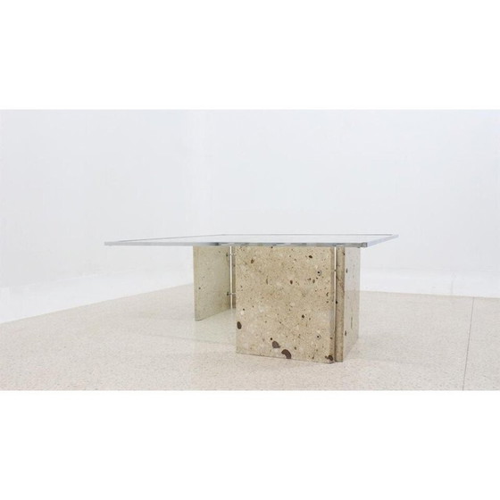 Image 1 of Vintage Couchtisch aus Marmor und Glas, Italien 1970