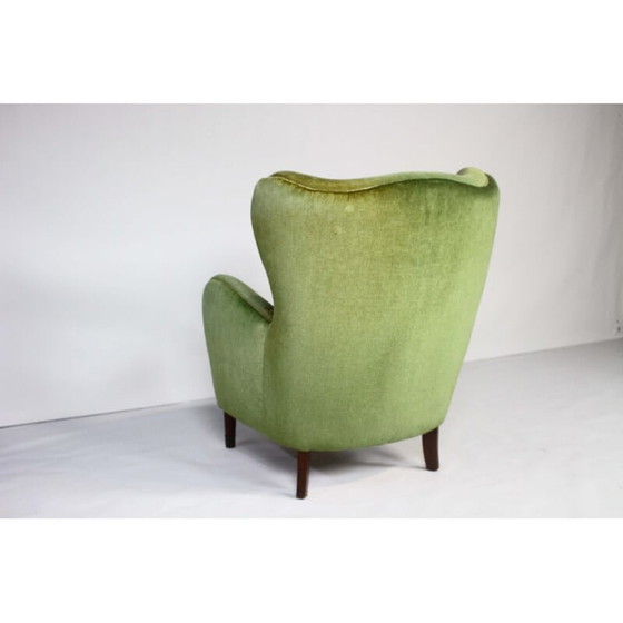 Image 1 of Dänischer Vintage-Sessel aus grünem Samt, 1950er Jahre