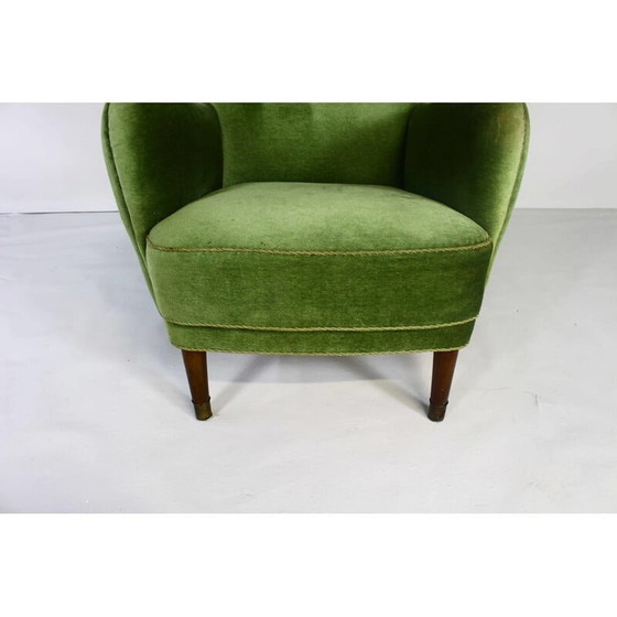 Image 1 of Dänischer Vintage-Sessel aus grünem Samt, 1950er Jahre