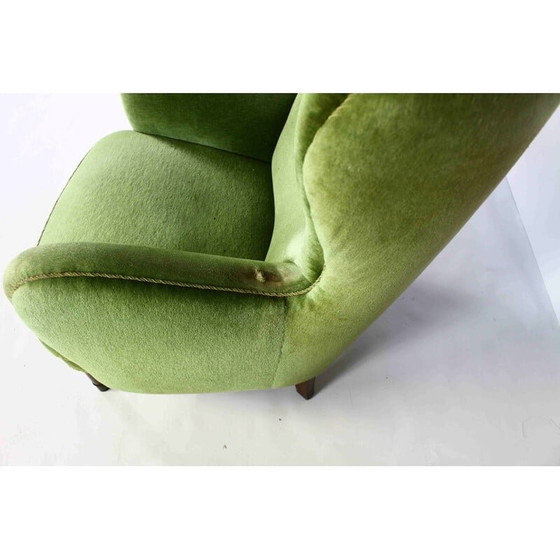 Image 1 of Dänischer Vintage-Sessel aus grünem Samt, 1950er Jahre