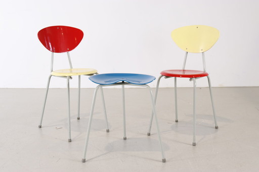 2x Vintage Stuhl + Hocker