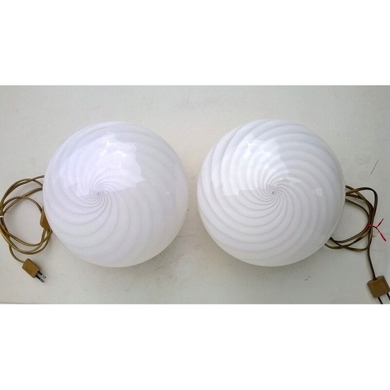 Image 1 of Vintage Murano Venezia Glas Tischlampen, Satz von zwei 1960