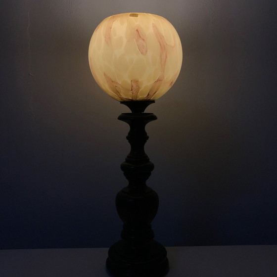 Image 1 of Tischleuchte mit marmorierter Glaskugel