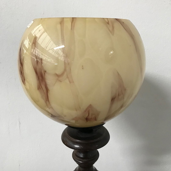 Image 1 of Tischleuchte mit marmorierter Glaskugel