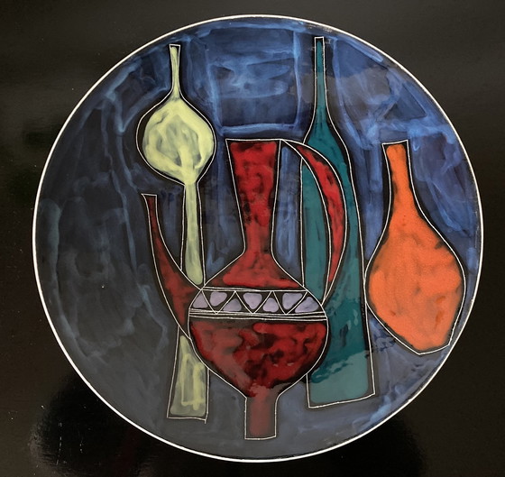 Image 1 of Vintage 1960'S Wandteller mit abstraktem Stillleben