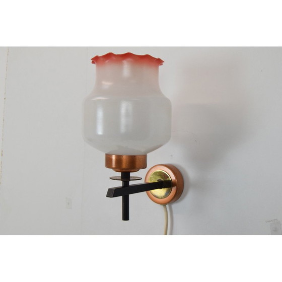 Image 1 of Mid Century Wandleuchte aus Glas und Metall, Tschechoslowakei 1960er Jahre