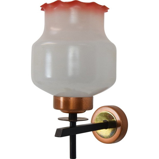 Mid Century Wandleuchte aus Glas und Metall, Tschechoslowakei 1960er Jahre
