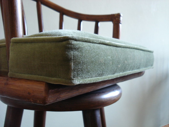 Image 1 of 3x McGuire Vintage Rattan Barhocker