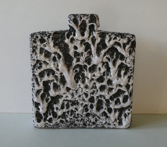 Image 1 of Solifleur-Vase Von Scheurich, Fat Lava In Schwarz-Weiß, 1950-1960Er Jahre