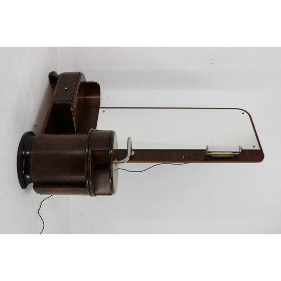 Image 1 of Vintage Art Deco Nussbaum Waschtischunterschrank mit Spiegel, Tschechoslowakei 1930