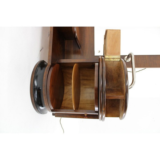 Image 1 of Vintage Art Deco Nussbaum Waschtischunterschrank mit Spiegel, Tschechoslowakei 1930