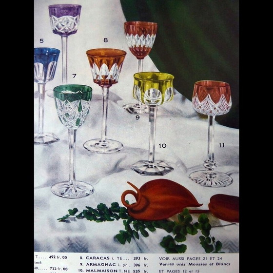 Image 1 of Satz von 6 Weingläsern "Armagnac" aus Kristall von Baccarat, 1970er Jahre