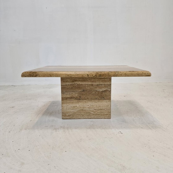 Image 1 of Italienischer Vintage-Couchtisch aus Travertin, 1980er Jahre