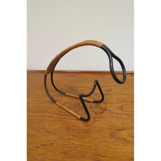 Image 1 of Vintage-Flaschenhalter aus Metall und Rattan von Laurids Lonborg, 1960