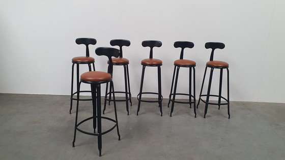 Image 1 of 6X Chaise Nicolle Französisch industrielle Metall-Design Barhocker