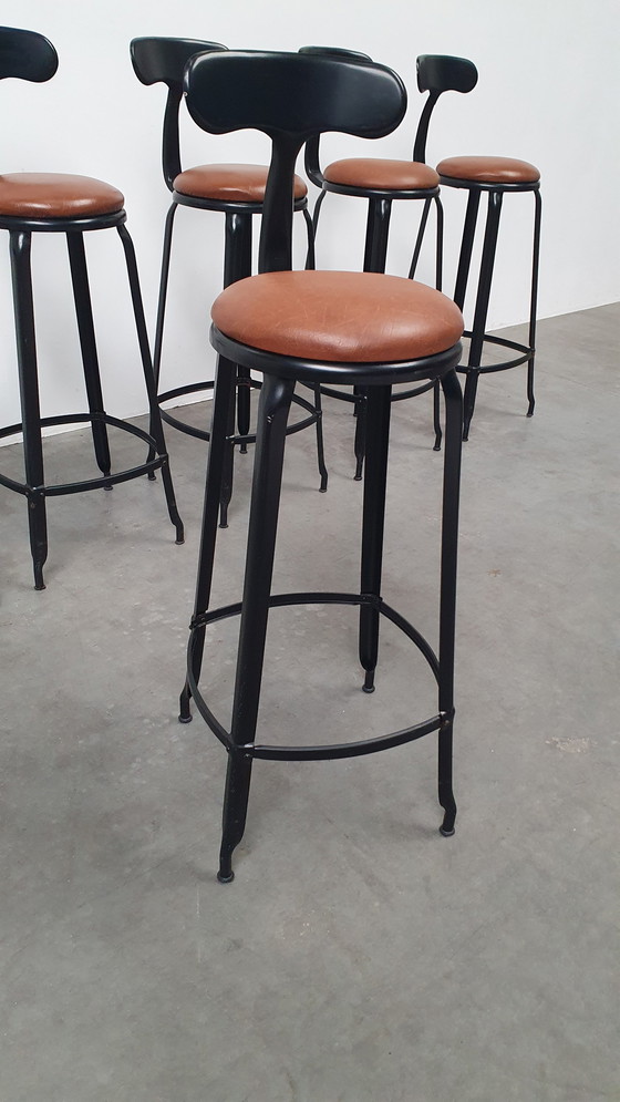 Image 1 of 6X Chaise Nicolle Französisch industrielle Metall-Design Barhocker