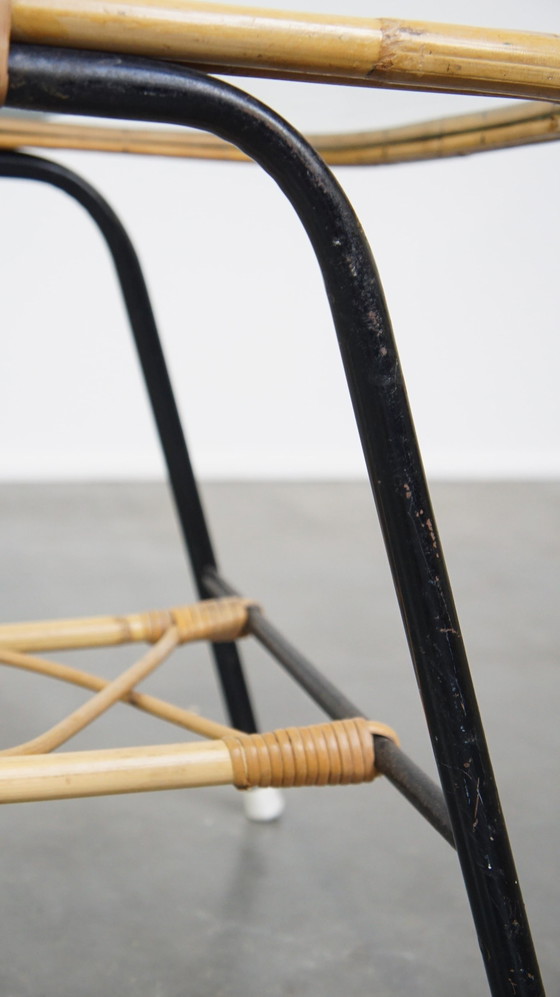 Image 1 of Vintage Rattan Couchtisch mit Glastischplatte