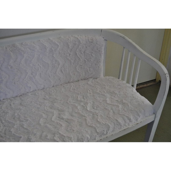 Image 1 of Vintage-Sofa aus Holz und Kunstfell, 1930