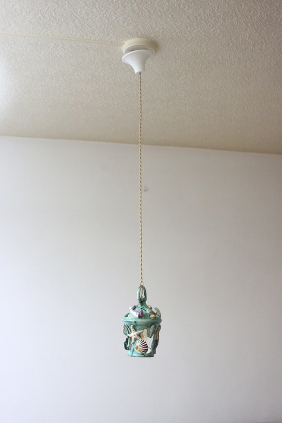 Image 1 of Vintage Keramik Sealife Laterne aus Vietri Sul Mare, Italien