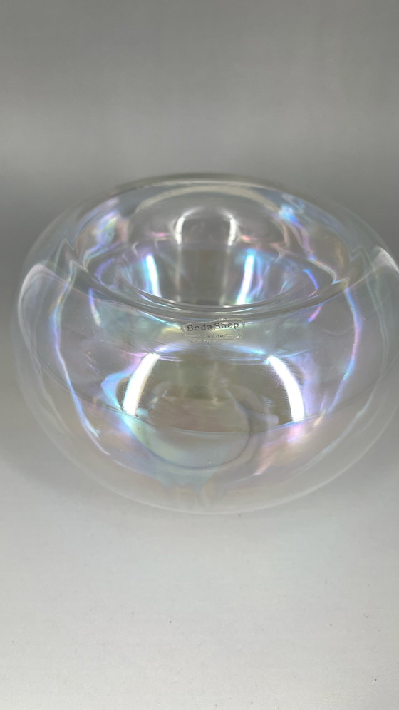 Image 1 of Kosta Boda Design, Schweden, Model Bubbles, Vintage, Kerzenhalter Teelichthalter, Vase, irisierend