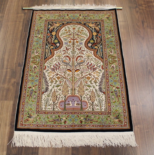 Original Echte Reine Seide Hereke 102 X 72 Cm Top Zustand 