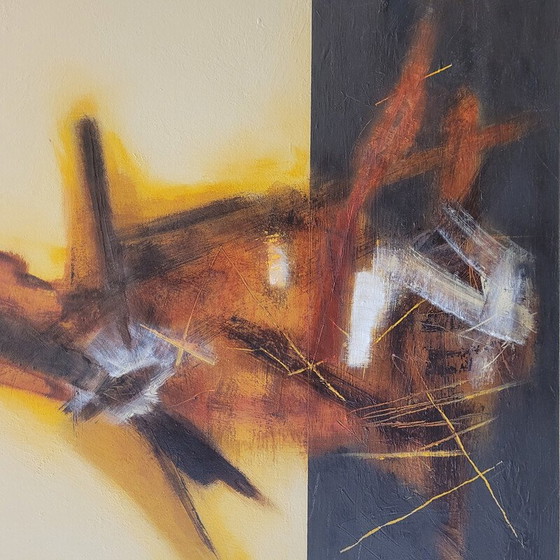 Image 1 of Vintage-Gemälde "Rot und Schwarz" von Andrés Mende, 2018