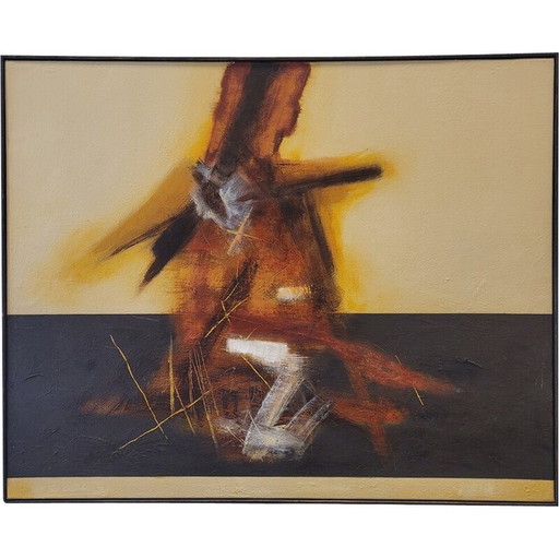 Vintage-Gemälde "Rot und Schwarz" von Andrés Mende, 2018