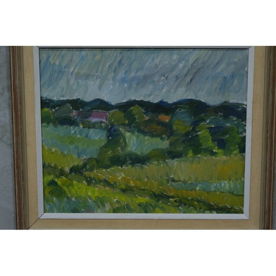 Image 1 of Schwedische Landschaft in Öl auf Leinwand von Knut Lindström, 1954