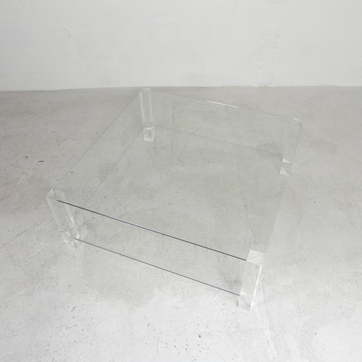 Glastisch mit Acrylbeinen, Bor Design, 1990er Jahre