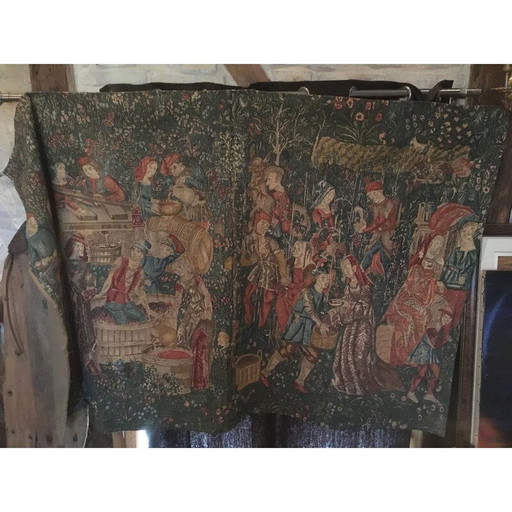 Vintage-Teppich "Les vendanges" von Jules Pansu, Frankreich