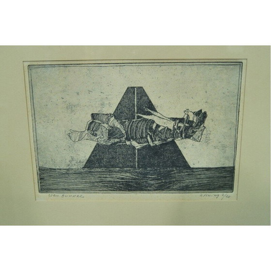Image 1 of Skandinavische abstrakte Radierung von Sven Bunnel, 1950