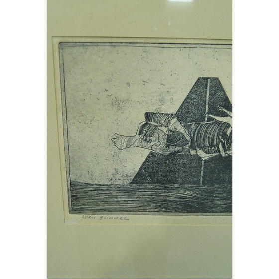 Image 1 of Skandinavische abstrakte Radierung von Sven Bunnel, 1950