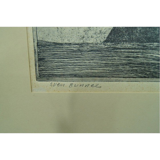 Image 1 of Skandinavische abstrakte Radierung von Sven Bunnel, 1950