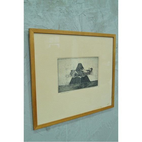 Image 1 of Skandinavische abstrakte Radierung von Sven Bunnel, 1950