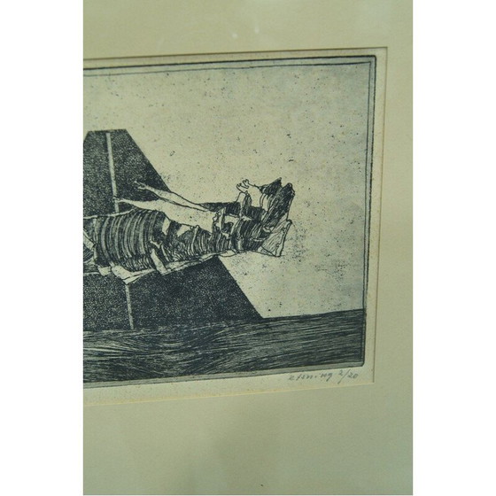 Image 1 of Skandinavische abstrakte Radierung von Sven Bunnel, 1950